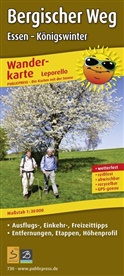 PublicPress Leporello Wanderkarte Bergischer Weg, Essen - K&ouml;nigswinter, 22 Teilktn.