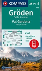 KOMPASS Wanderkarte 616 Gr&ouml;den / Val Gardena, Sella, Canazei 1:25.000