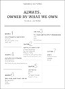 Wang Jianwei - Always, Owned by What We Own