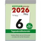 Zettler Tagesabrei&szlig;kalender XL 2026 - Abrei&szlig;kalender 8 &times; 11 cm, 1 Tag pro Seite mit Sudoku, Rezepten, R&auml;tseln & Tipps auf den R&uuml;ckseiten, FSC-zertifiziert
