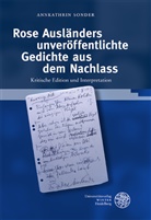 Annkathrin Sonder - Rose Ausl&auml;nders unver&ouml;ffentlichte Gedichte aus dem Nachlass