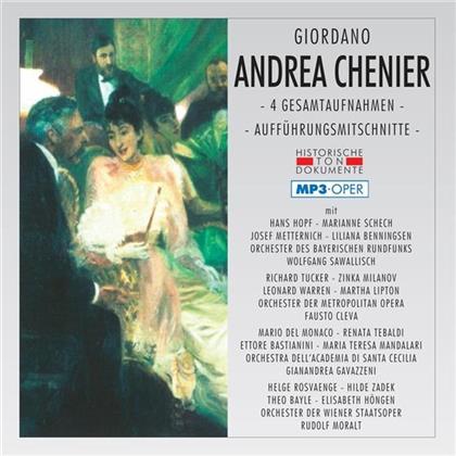Umberto Giordano (1867-1948), Wolfgang Sawallisch, Fausto Cleva, Gianandrea Gavazzeni, Rudolf Moralt, &hellip; - Andrea Chenier - Mp3 Oper- 4 Gesamtaufnahmen (2 CDs)