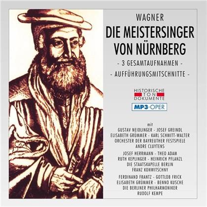 Gustav Neidlinger, Josef Greindl, Elisabeth Gr&uuml;mmer, Karl Schmitt-Walter, &hellip; - Die Meistersinger Von N&uuml;rnberg - MP3 - 3 Gesamtaufnahmen - Auff&uuml;hrungsmitschnitte (2 CDs)