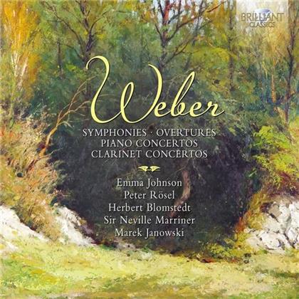 Carl Maria von Weber (1786-1826), Herbert Blomstedt, Sir Neville Marriner, Marek Janowski, &hellip; - Sinfonien, Ouverure, Klavierkonzert, Klarienttenkonzert (4 CDs)