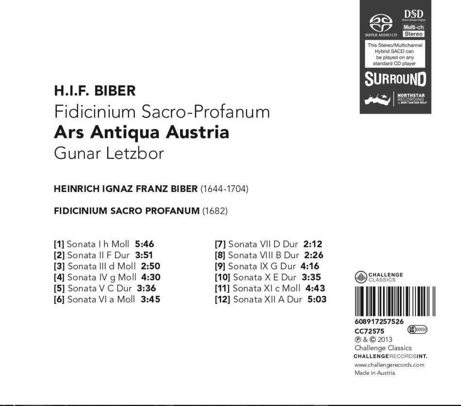 Ars Antiqua Austria, Heinrich Ignaz Franz von Biber (1644-1704) & Gunar Letzbor - Fidicinium Sacro-Profanum Hybrid SACD
