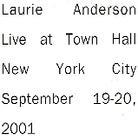 Laurie Anderson - Live At Town Hall Nyc 2 CD