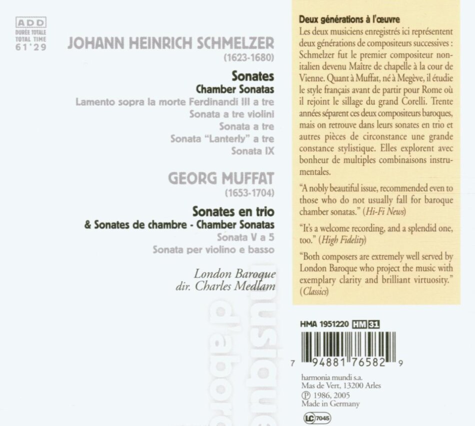 London Baroque & Schmelzer/Muffat - Sonaten