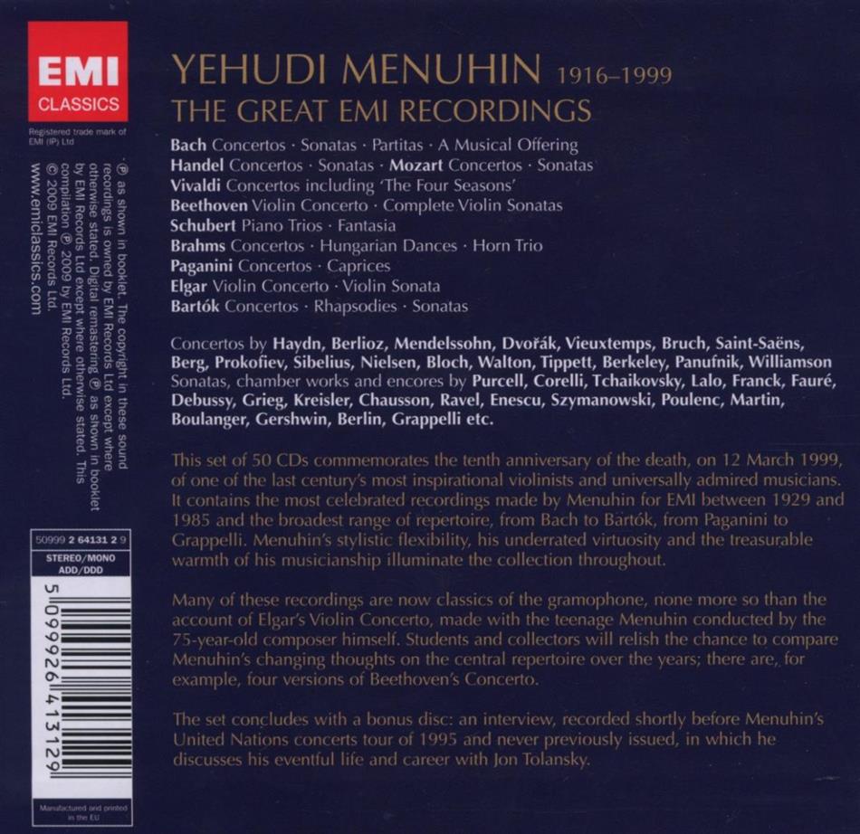 Sir Yehudi Menuhin & Various - The Great Emi Recordings 51 CDs