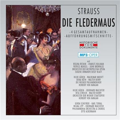 Richard Strauss (1864-1949), Herbert von Karajan, Eug&egrave;ne Ormandy & Otto Ackermann - Fledermaus Mp3 - 4 Gesamtaufnahmen (2 CD)