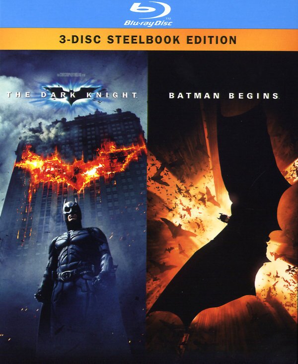 Batman - The Dark Knight/ Batman begins (2008) Steelbook, 3 Blu-rays