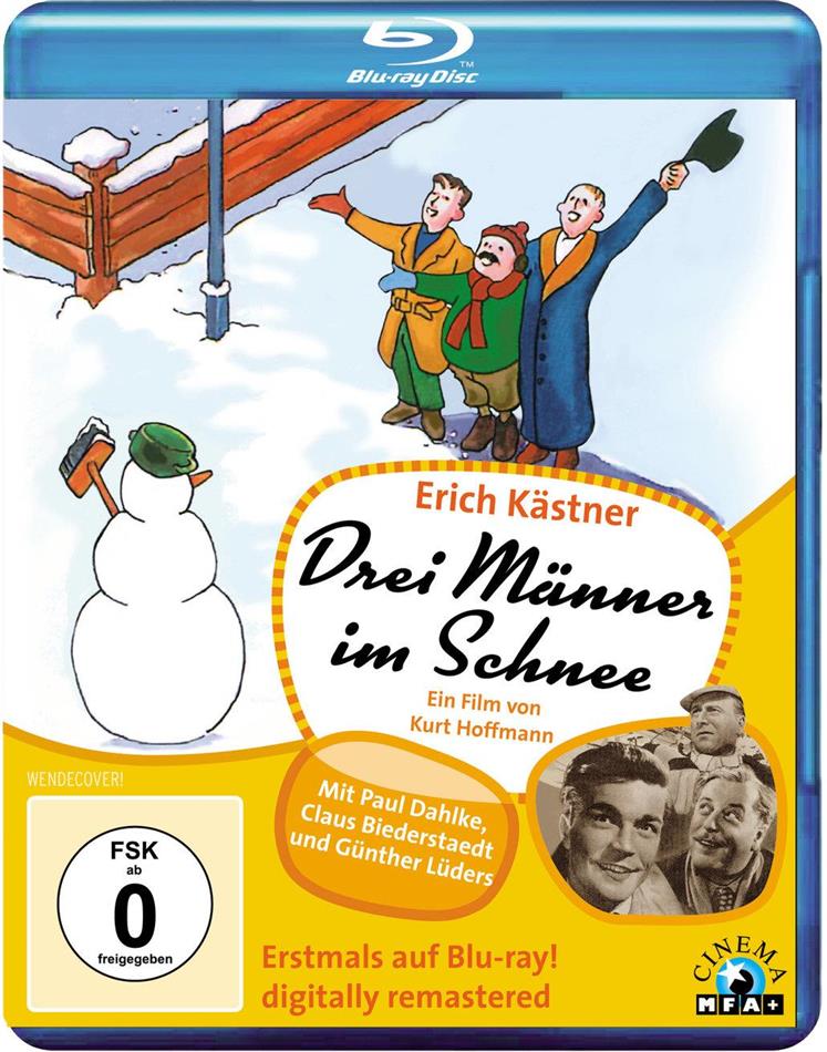 Drei Männer im Schnee b/w