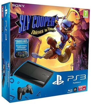 PlayStation 3 12 GB, black + Sly Cooper: Thieves in Time