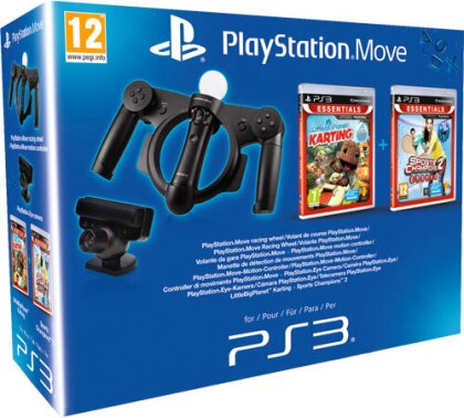 Playstation Move Starter Pack incl. Little Big Planet Karting, Sports Champions 2, Move Racing Wheel