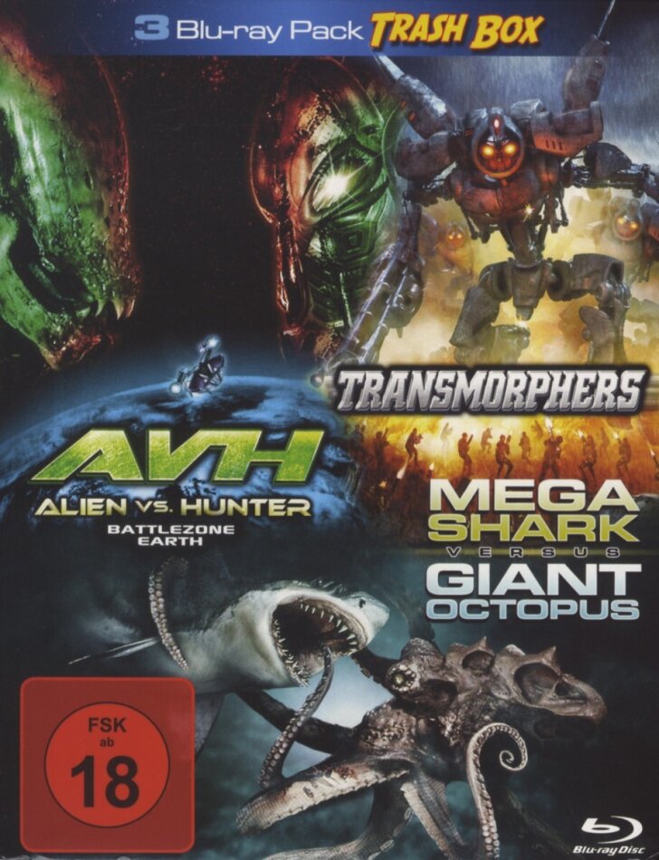 Trash Box - Transmorphers / Alien Vs Hunter /Mega Shark Vs Giant Octopus Blu-ray + 3 DVDs