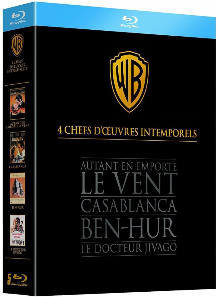 Coffret 4 chefs d'oeuvres oscarisés - Ben-Hur / Casablanca / Autant en emporte le vent / Le Docteur Jivago 5 Blu-ray
