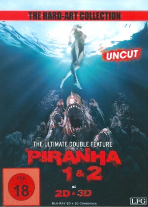 Piranha 1 & 2 - The Ultimate Double Feature (The Hard-Art Collection, Cover B, Limited Edition, Mediabook, Uncut, 2 Blu-ray 3D (+2D))