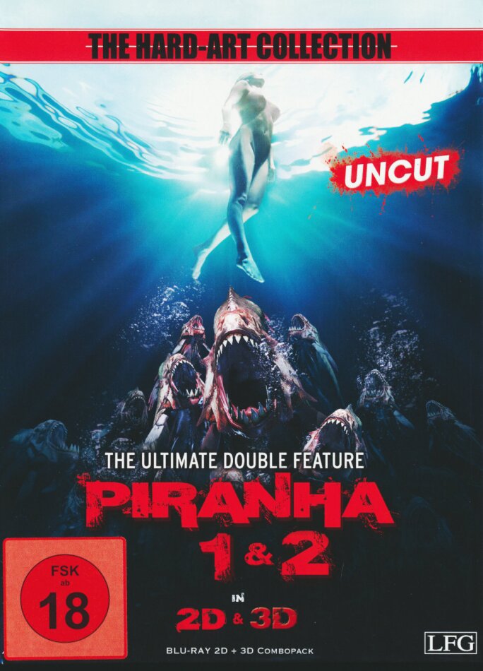 Piranha 1 & 2 - The Ultimate Double Feature The Hard-Art Collection, Cover B, Limited Edition, Mediabook, Uncut, 2 Blu-ray 3D (+2D)