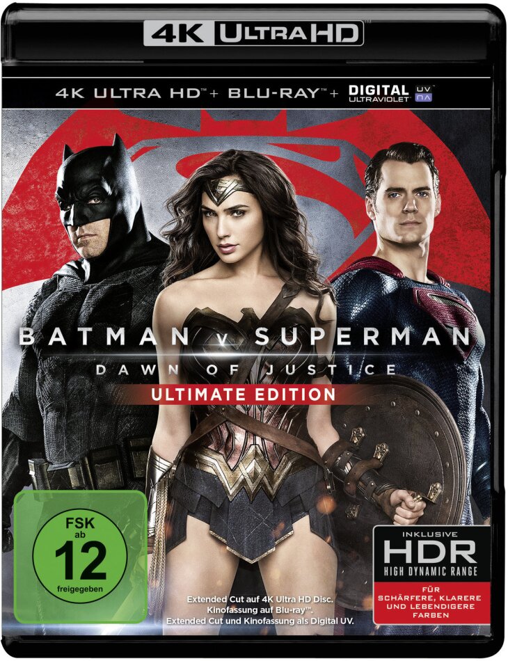 Batman v Superman - Dawn of Justice (2016) Extended Edition, Cinema Version, Ultimate Edition, 4K Ultra HD + Blu-ray