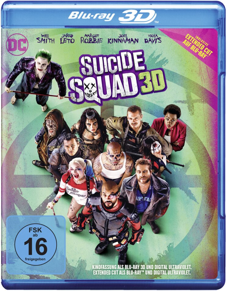 Suicide Squad (2016) Extended Cut, Cinema Version, Blu-ray 3D + Blu-ray