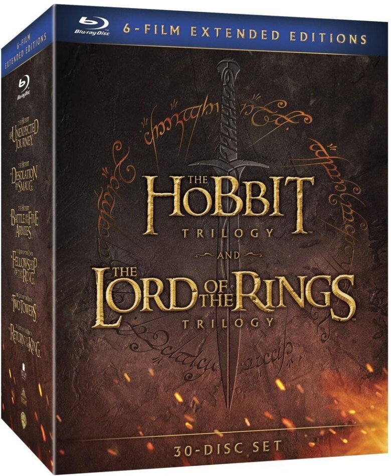 Le Hobbit et Le Seigneur des Anneaux - Les Trilogies Langfassung, 18 Blu-rays + 12 DVDs