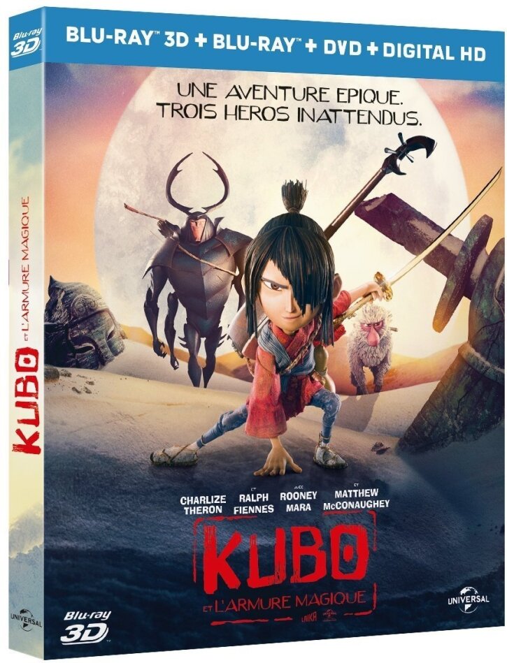 Kubo et l'armure magique (2016) Blu-ray 3D + Blu-ray + DVD