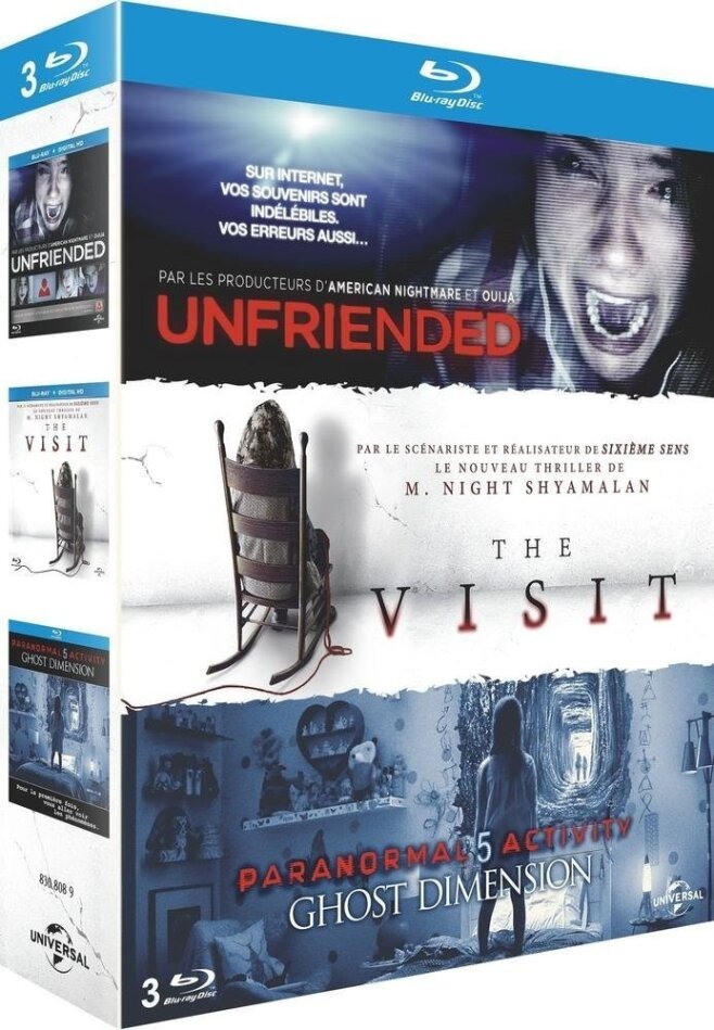 Coffret horreur - The Visit / Unfriended / Paranormal Activity 5 Ghost Dimension 3 Blu-ray