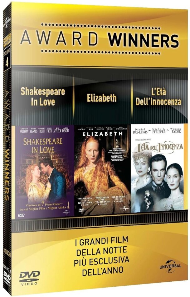 Award Winners - Volume 4 - Shakespeare in Love / Elizabeth / L'età dell'innocenza 3 DVD