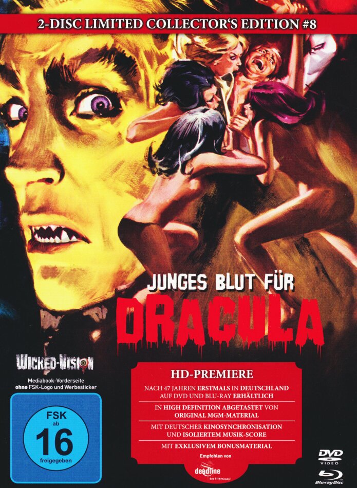 Junges Blut für Dracula (1970) Cover C, Collector's Edition, Edizione Limitata, Mediabook, Uncut, Blu-ray + DVD