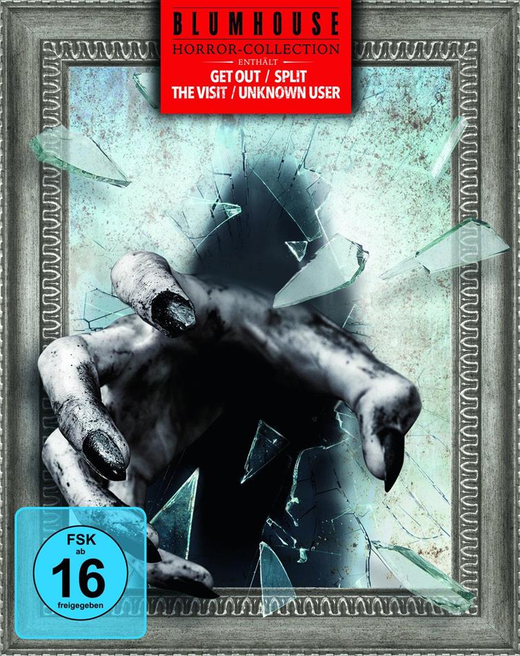 Blumhouse Horror-Collection - Get Out / Split / The Visit / Unknown User Lenticular, 4 Blu-rays