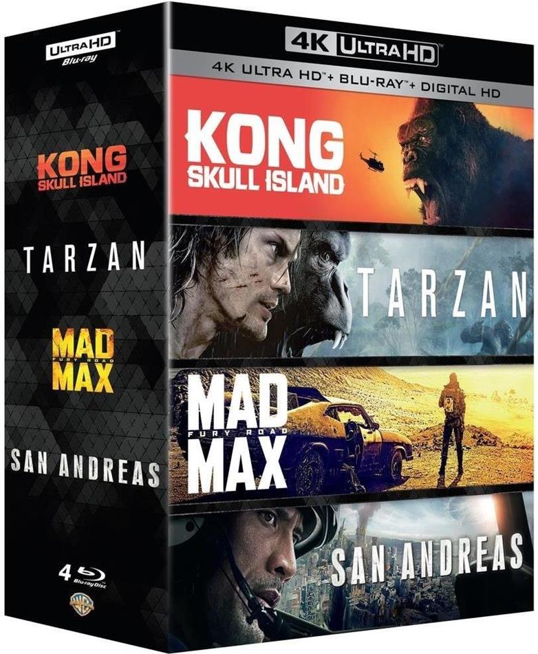 Kong : Skull Island / Tarzan / Mad Max : Fury Road / San Andreas 4 4K Ultra HDs + 4 Blu-rays