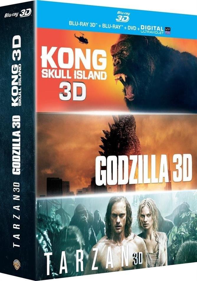 Kong : Skull Island / Godzilla / Tarzan Blu-ray 3D + Blu-ray + DVD