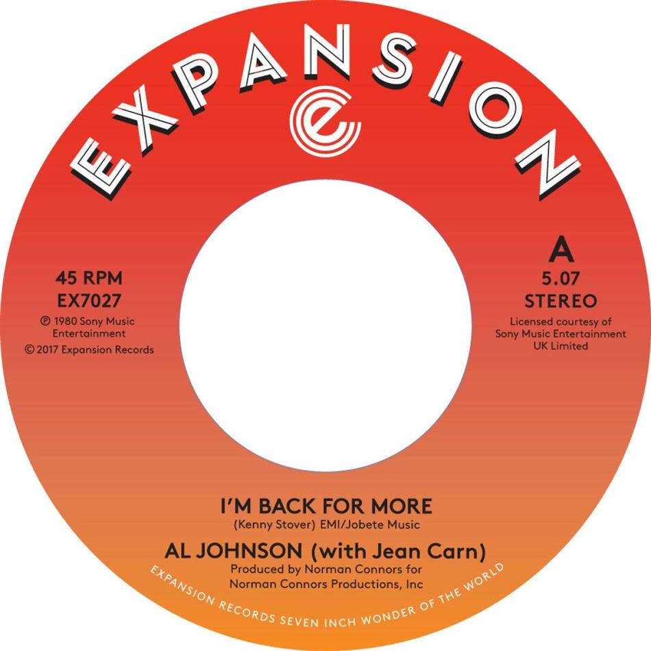 Al Johnson - I'm Back For More/I've Got My Second Wind 7" Single