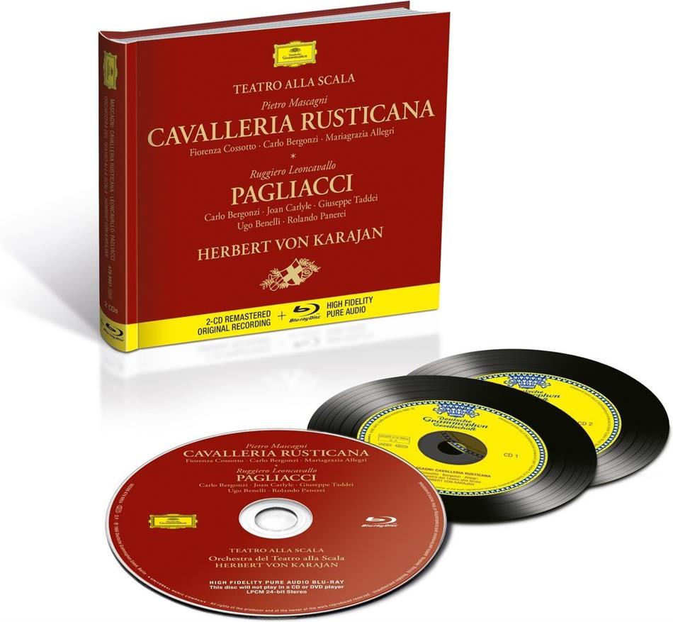 Fiorenza Cossoto, Carlo Bergonzi, Pietro Mascagni (1863-1945), Ruggero Leoncavallo (1857-1919), Herbert von Karajan, … - Cavalleria Rusticana & Pagliacci - Blu-ray pure Audio 2 CDs + Blu-ray