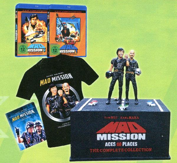 Mad Mission T-Shirt Grösse L, mit Figur, Collector's Edition, Limited Edition, Uncut, 3 Blu-rays + 3 DVDs