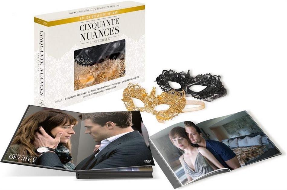 Cinquante nuances - Trilogie - Coffret intégral Ultimate Collector's Edition, Extended Edition, Cinema Version, 3 Blu-rays + 5 DVDs