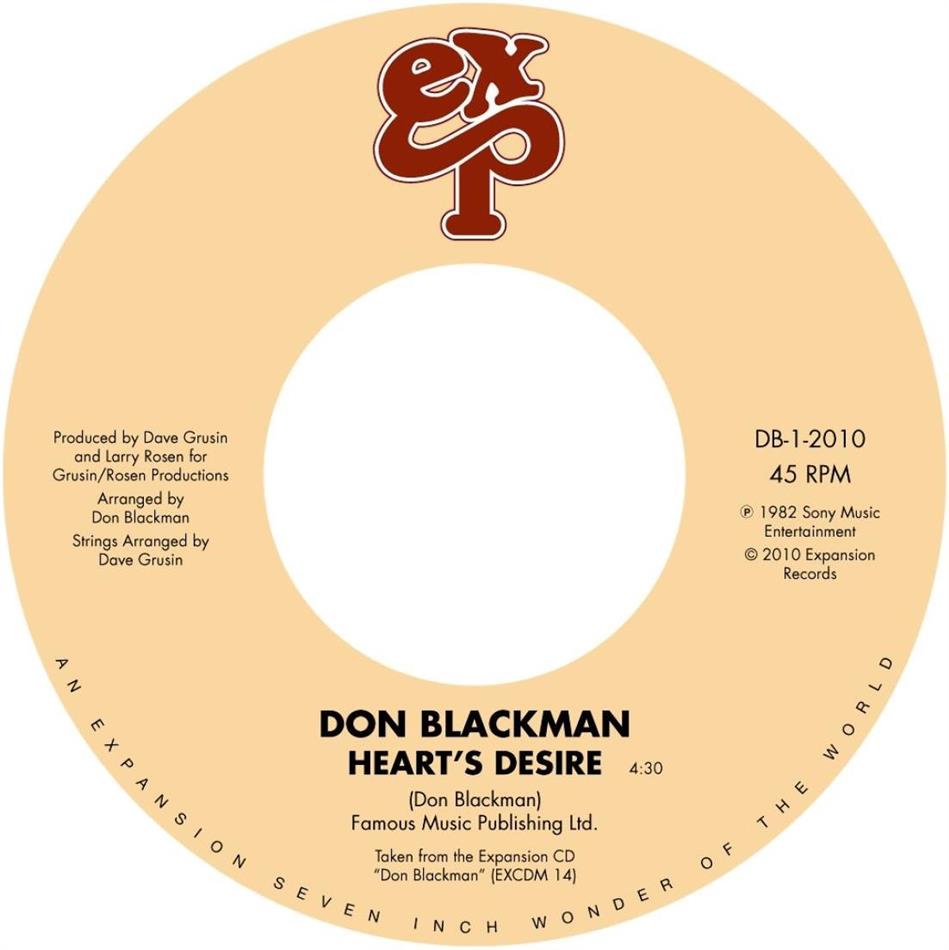 Don Blackman - Heart's Desire / Holding You, Loving You 7" Single