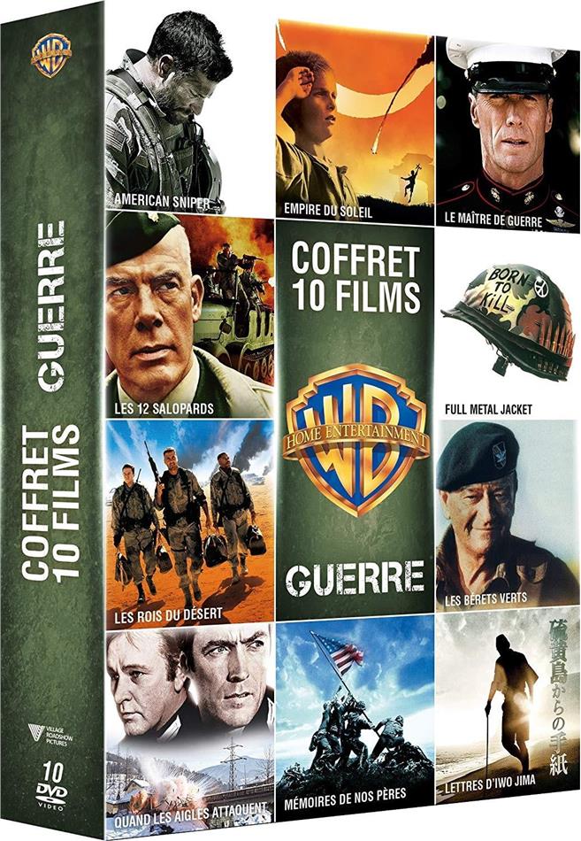 Coffret 10 Films Guerre - Full Metal Jacket / Les Douze Salopards / Les Bérets Verts / Quand les aigles attaquent / Le maître de guerre / American Sniper / Mémoires de nos pères / Lettres d’Iwo Jima / Empire du soleil / Les rois du désert 10 DVDs