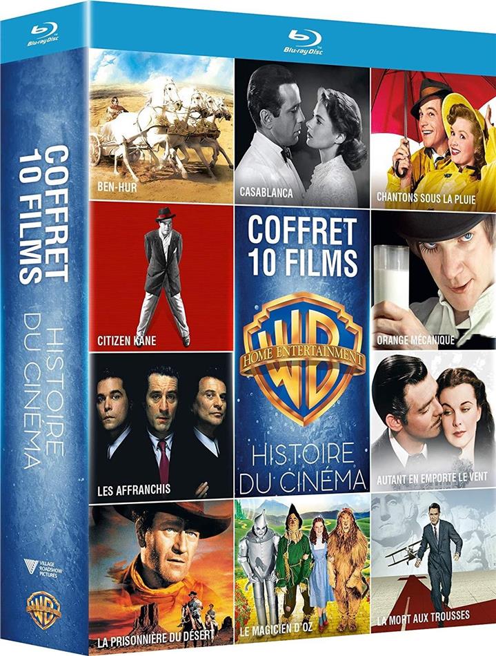Coffret 10 Films Histoire du Cinéma - Orange mécanique / Les Affranchis / Chantons sous la pluie / La mort aux trousses / Casablanca / Autant en emporte le vent / La prisonnière du désert / Ben-Hur / Citizen Kane / Le magicien d'Oz 10 Blu-ray