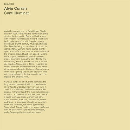 Alvin Curran - Canti Illuminati 2019 Reissue, LP