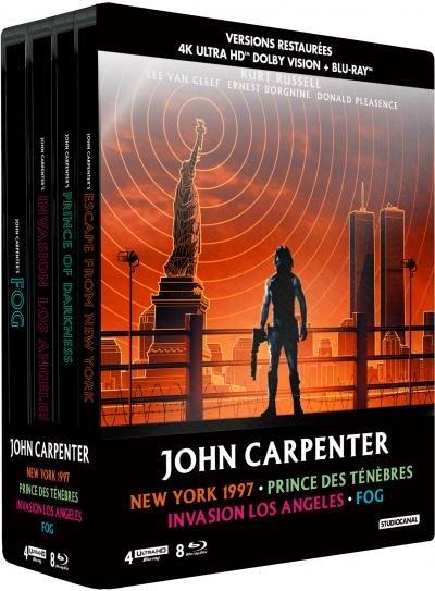 John Carpenter - New York 1997 / Prince des ténèbres / Invasion Los Angeles / Fog Édition Limitée, Steelbook, 4 4K Ultra HDs + 8 Blu-ray