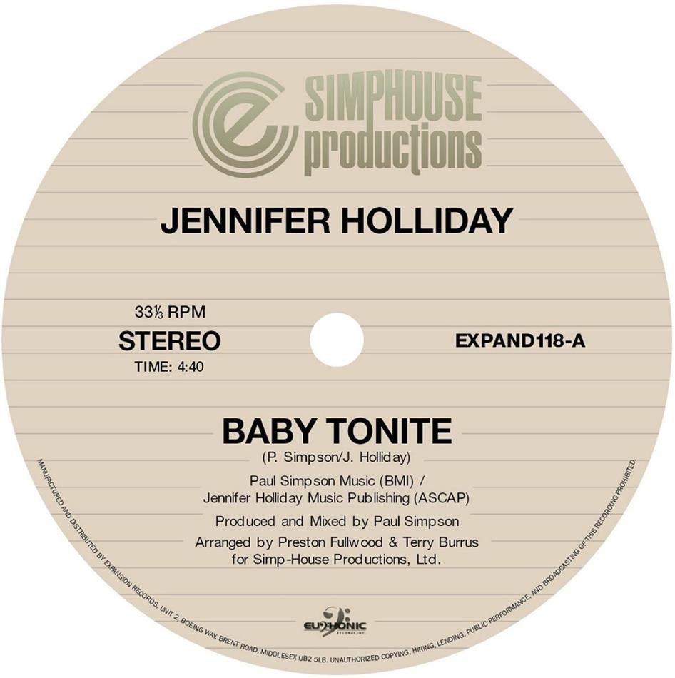 Jennifer Holliday - Baby Tonite 12" Maxi