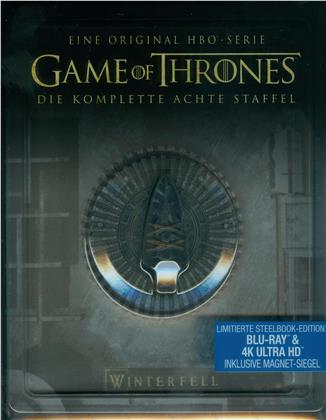 Game of Thrones - Staffel 8 (inkl. Magnet Siegel, Limited Edition, Steelbook, 3 4K Ultra HDs + 3 Blu-rays)