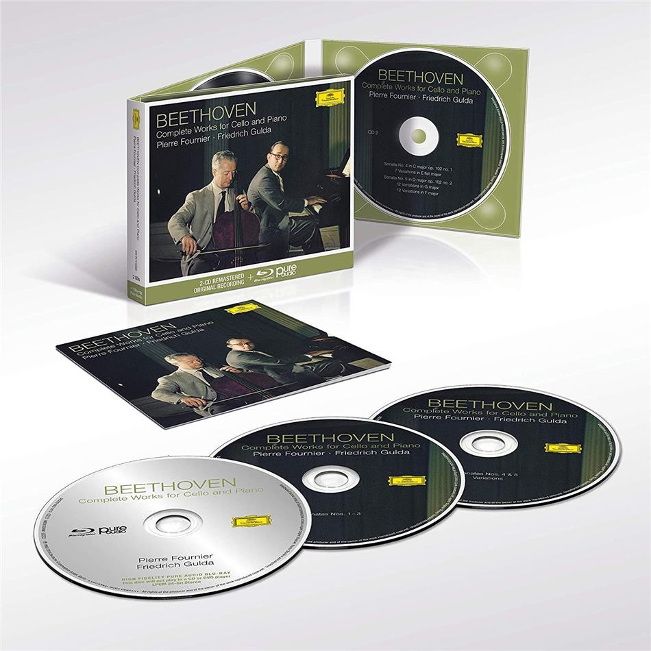 Ludwig van Beethoven (1770-1827), Pierre Fournier & Friedrich Gulda (1930-2000) - Complete Works For Cello 2 CDs + DVD