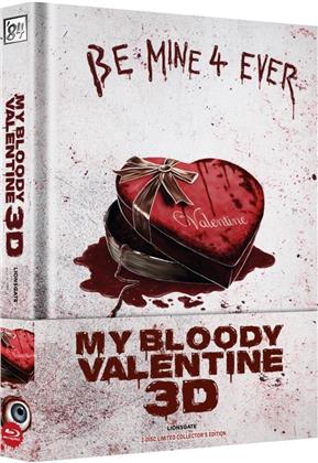My Bloody Valentine 3D (2009) (Wattiert, Collector's Edition Limitata, Mediabook, Uncut, Blu-ray 3D (+2D) + DVD)