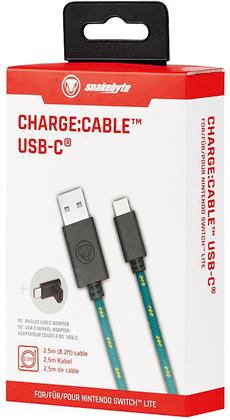 snakebyte NSW Lite Charge - Cable USB Typ-C, 2,5m Länge (inkl. 90 Grad USB-C Winkel Adapter)