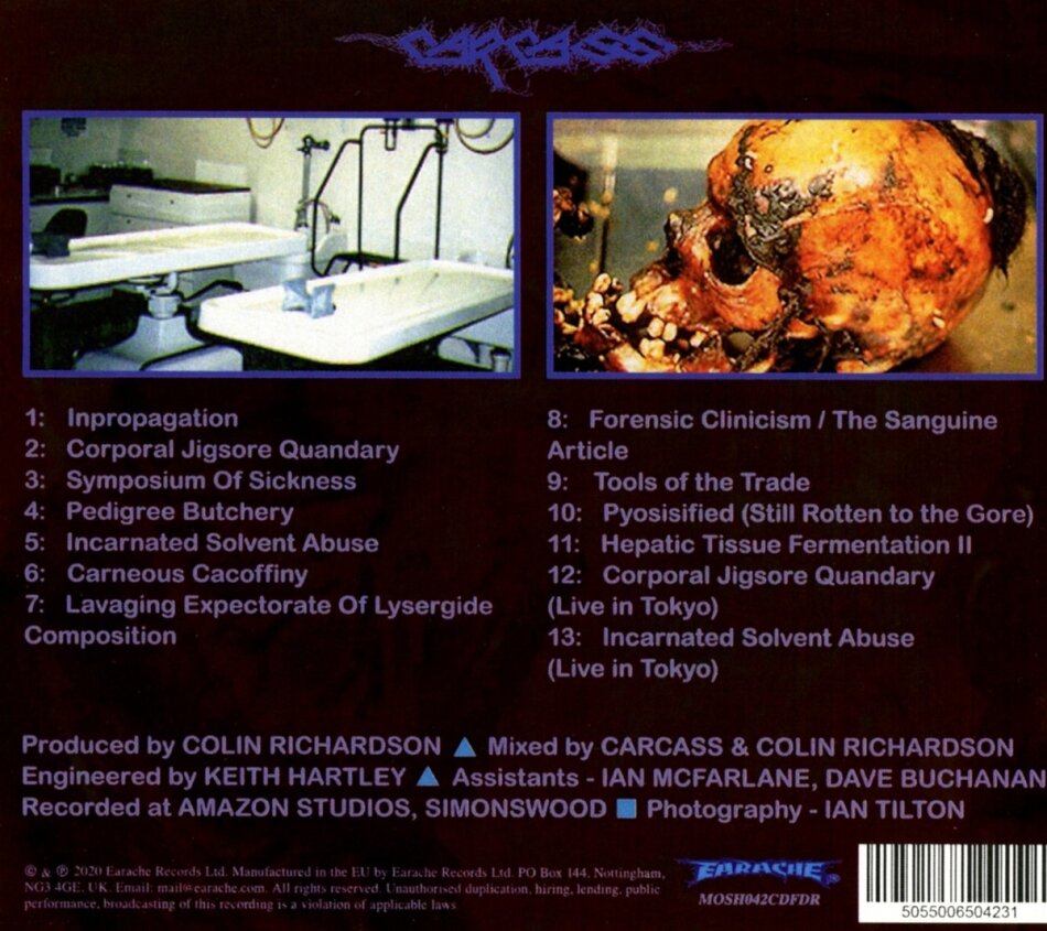 Carcass - Necroticism: Descanting The Insalubrious 2020 Reissue, Earache Records