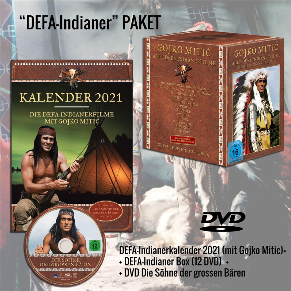 Gojko Mitic - Alle DEFA-Indianerfilme + Gojko Mitic Wandkalender 2021 DIN A4 12 DVDs