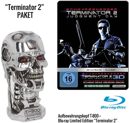 Terminator 2 - + Aufbewahrungskopf T-800 Metall-Head (1991) (Limited Edition, Steelbook, 4K Ultra HD + Blu-ray 3D + Blu-ray)