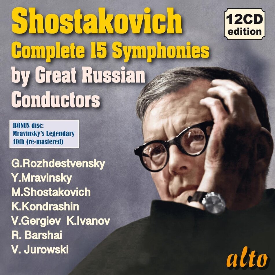 Yevgeni Mravinsky, Gennadi Rozhdestvensky, Maxim Shostakovich, Kirill Kondraschin, … - Complete 15 Symphonies By Great Russion Conductors 12 CDs