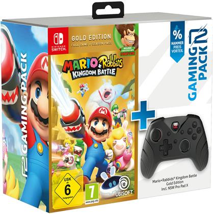 ready2gaming Nintendo Switch Mario & Rabbids Kingdom Battle (Gold) + Pro Pad X - Action Bundle